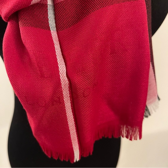 Red Plaid Nova Check Men's Burb*rry Style Red Scarf - Picture 8 of 9
